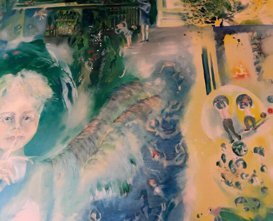 Psst (120 x 160 cm, Öl / Lwd.)